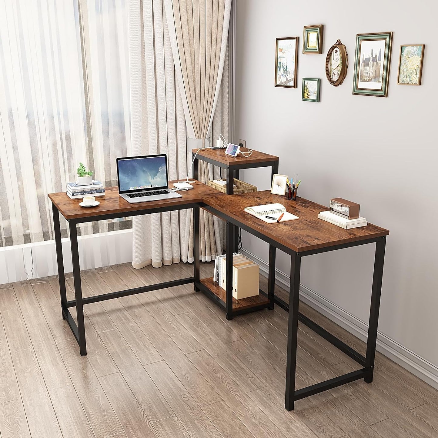 83 Inches Two Person Desk with Power Outlet