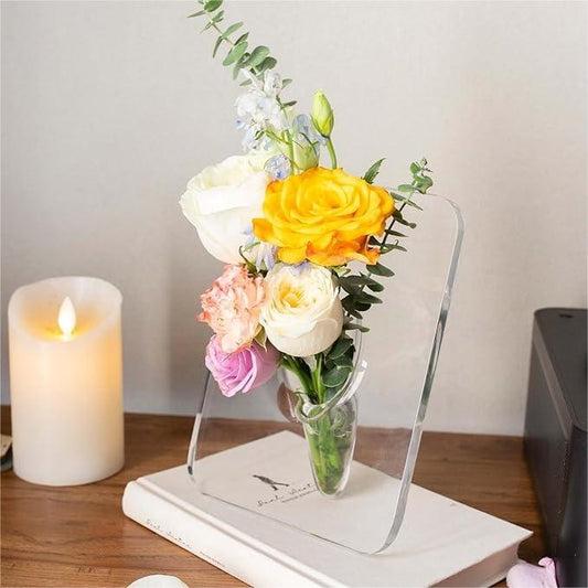 Clear Acrylic Photo Frame Flower Vase