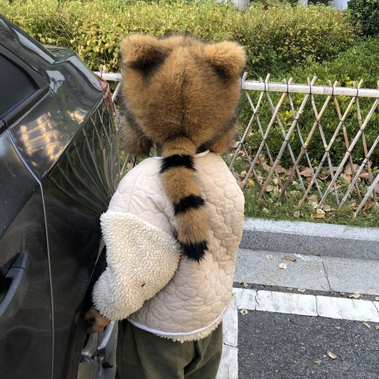 Cute Faux fur Raccoon Tail Plush Hat