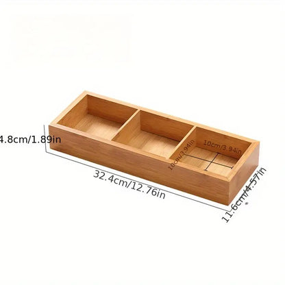 Bamboo Wood Food Serving Tray, 9-grid Sauce Dipping Bowl