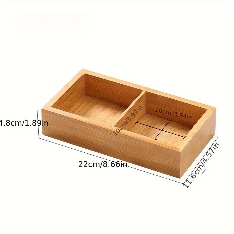 Bamboo Wood Food Serving Tray, 9-grid Sauce Dipping Bowl