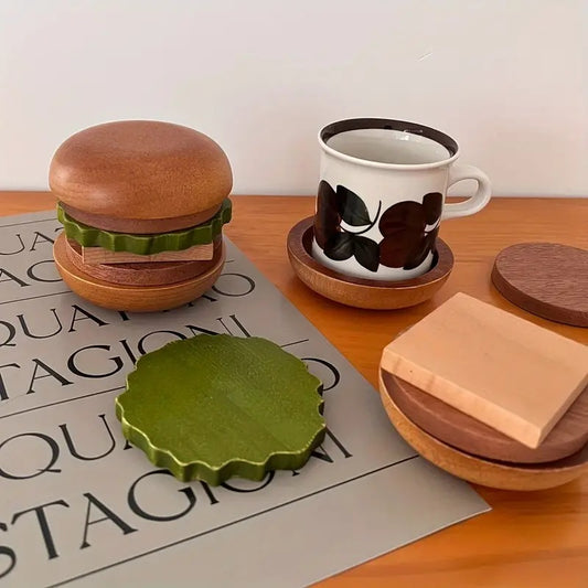 Creative And Fun Solid Wood Burger Cup Cushion