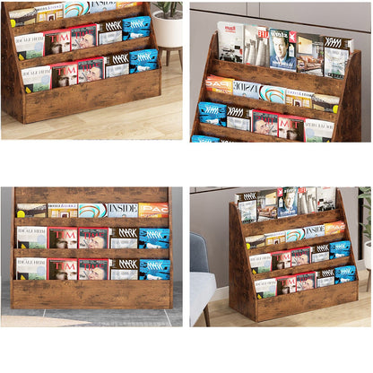 4 Shelves Bookcase Display Stand Wood Magazine Rack File Storage Holder