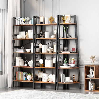 5-Tier Corner Bookshelf Storage Rack Shelves with Steel Frame