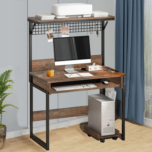 Study Table Modern Writing Desk with Storage Shelves