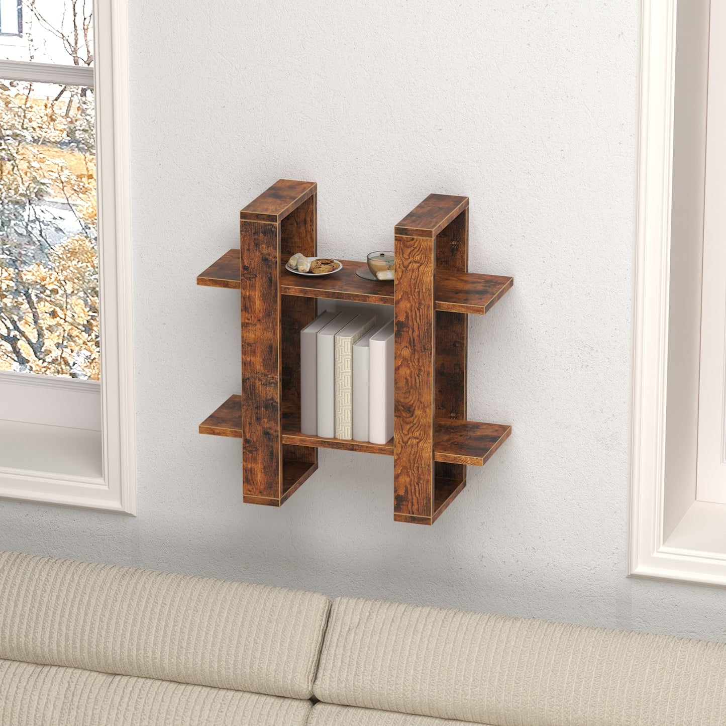 Floating Shelves for Wall Walnut Mounted Shelving Unit | MIN WIN