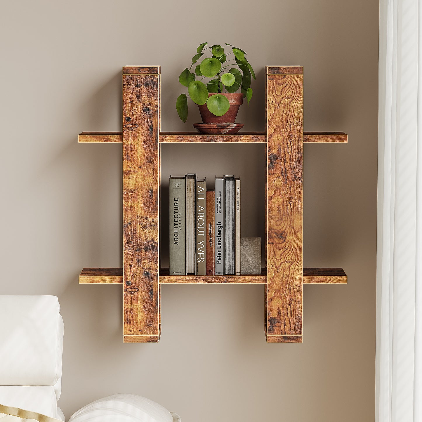 Floating Shelves for Wall Walnut Mounted Shelving Unit | MIN WIN