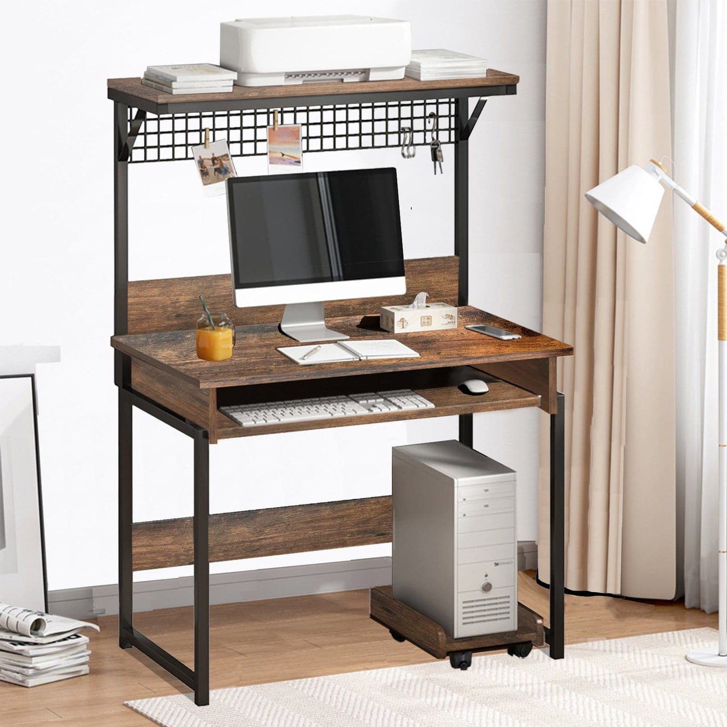 Computer Desk with Hutch - 31.5" Modern Home Office Desk